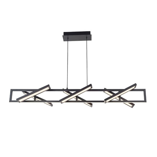 Helix Rectangular Pendant With Six Pivoting Light Guide Diffusers In Matte Black